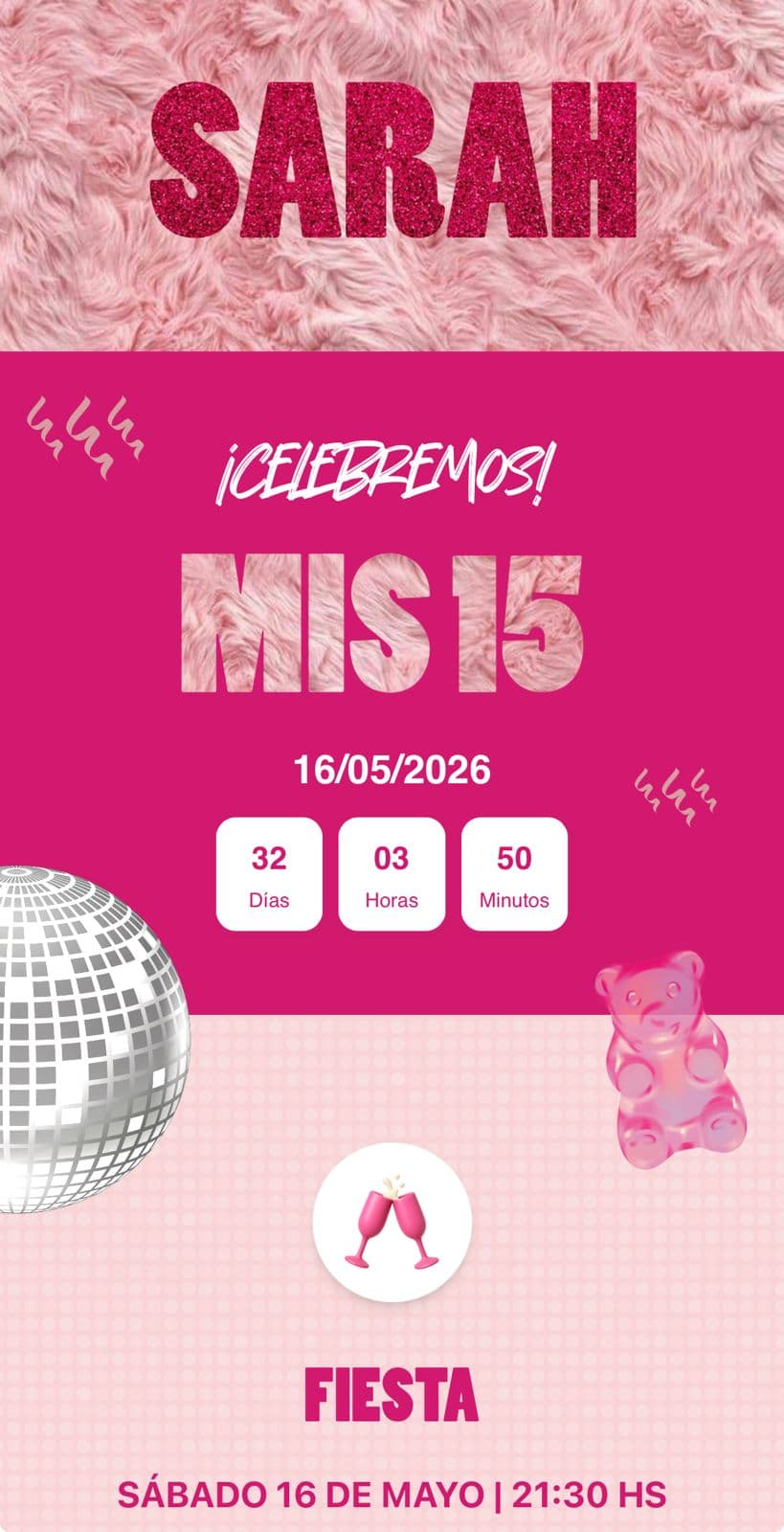 Invitación de cumple de 15 (mobile)